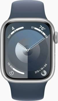 Часы Apple Watch Series 9 GPS 45mm Silver Aluminum Case with Sport Band Storm Blue (Синий шторм)