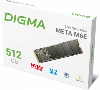 Накопитель SSD Digma PCIe 4.0 x4 512GB DGSM4512GM6ET Meta M6E M.2 2280